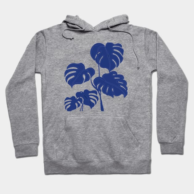 Blue Monstera Swiss Cheese Plant Cut Out Style v2 Hoodie by taiche